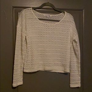 Forever 21 White sparkly striped long sleeve top